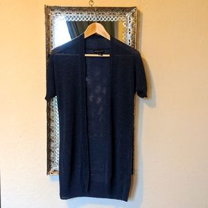 New York & Co Navy Blue Short Sleeve Cardigan